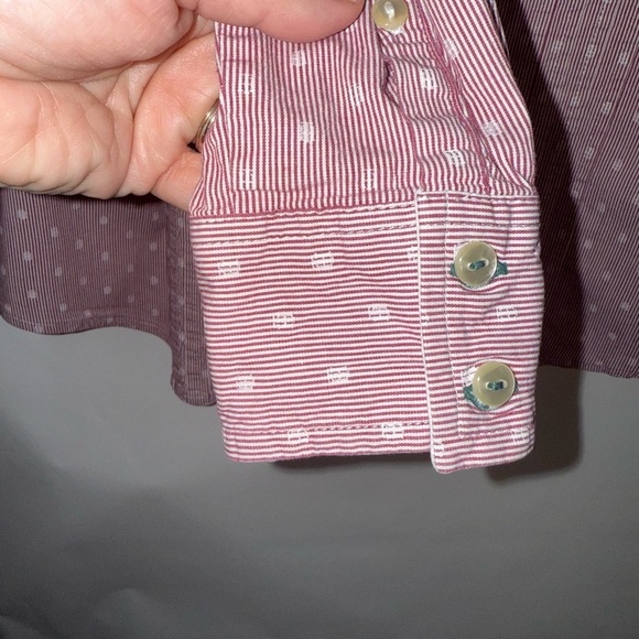Tommy Hilfiger Stretch Size XS Pink Polka Dot Long Sleeve Fitted Dress Shirt - Picture 4 of 12